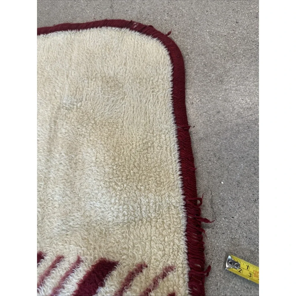Vintage San Marcos Red/Tan Spiral Floral Reversible Blanket Sz 87x62 Heavyweight